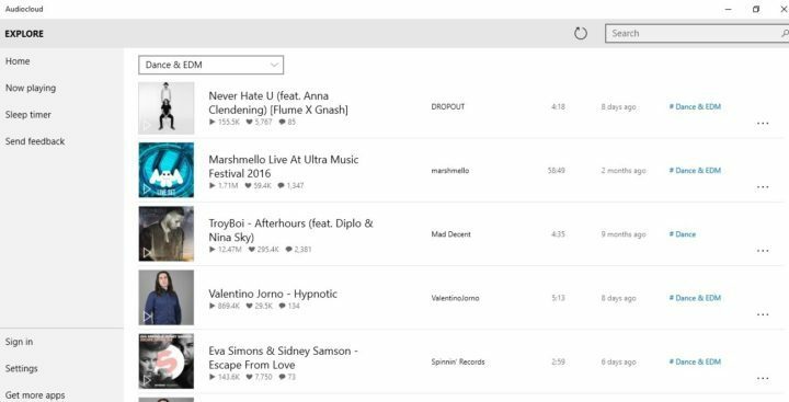 AudioCloud: aplikasi SoundCloud tidak resmi untuk Windows 10