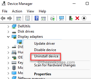 Eszközkezelő Display Adapters Amd Graphics Card Kattintson a jobb gombbal az Eszköz eltávolítása
