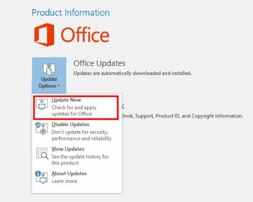 עדכון Office Outlook אינו מגיב