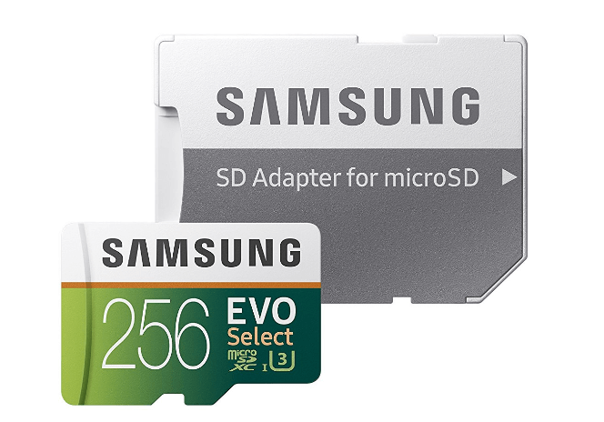Samsung 256GB 100MB / s (U3) MicroSDXC EVO Valige adapteriga mälukaart