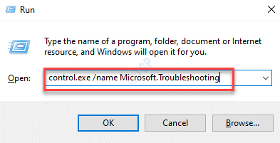 Führen Sie den Befehl Control.exe aus Name Microsoft.Troubleshooting Geben Sie ein