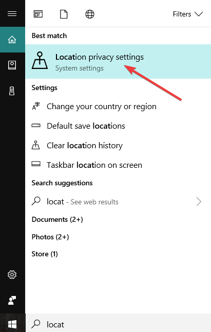 spremenite nastavitve zasebnosti lokacije Windows 10