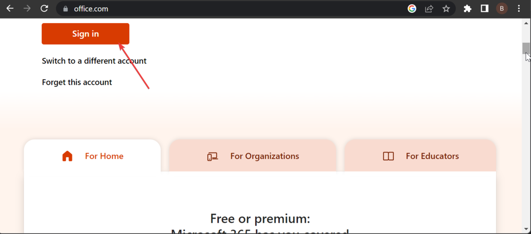 prijavite se Outlook se ne pojavljuje u Office 365