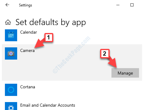 Setel Default Berdasarkan Bagian Aplikasi, Kelola Kamera