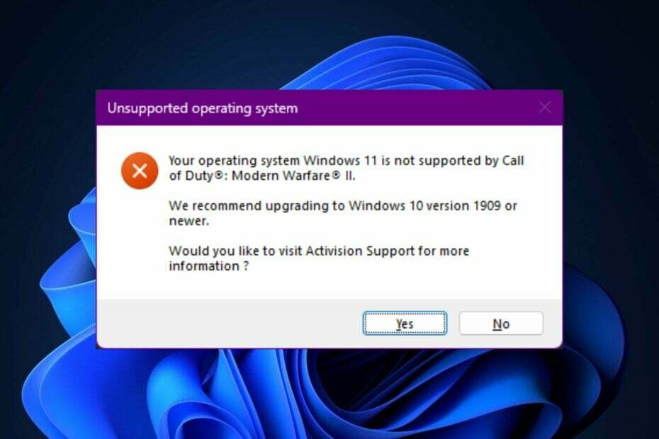 Modern warfare 2 nedarbojas operētājsistēmā Windows 11