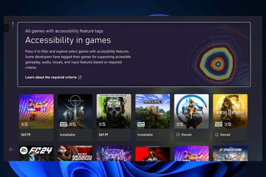 Xbox pieejamība spēlēs
