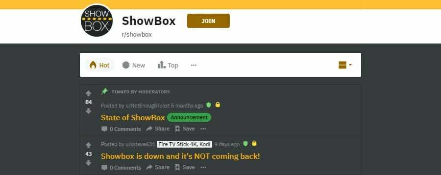 usa Showbox subreddit