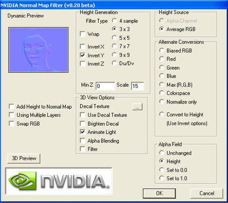 NVIDIA-Kartenfilterfenster zum Öffnen von dds-Dateien