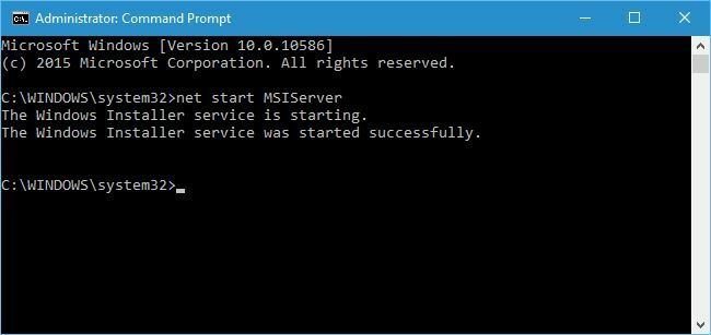 cmd प्रारंभ msiserver Windows इंस्टालर सेवा तक पहुँचा नहीं जा सका 