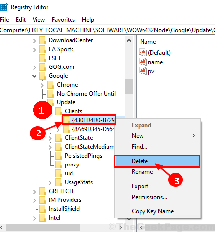 Kustuta register