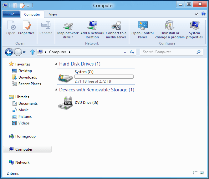 hard drive tidak muncul di Windows 8