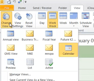 Cambiar vista del botón Outlook cómo buscar archivos adjuntos