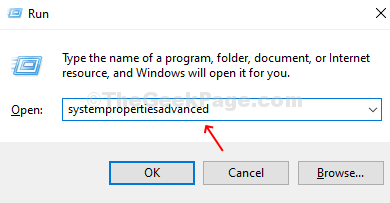 Натисніть Win + R, щоб відкрити вікно запуску, введіть Systempropertiesadvanced та натисніть Enter