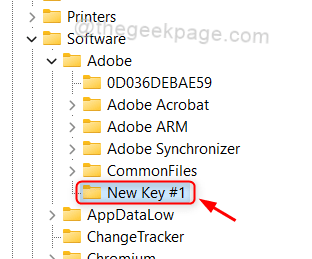 Nova chave criada no registro