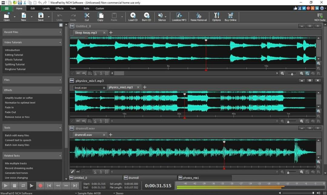 Editor audio Wavepad - Windows 10