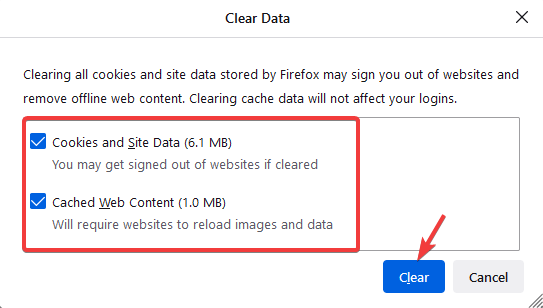 „Firefox“ išvalykite duomenis