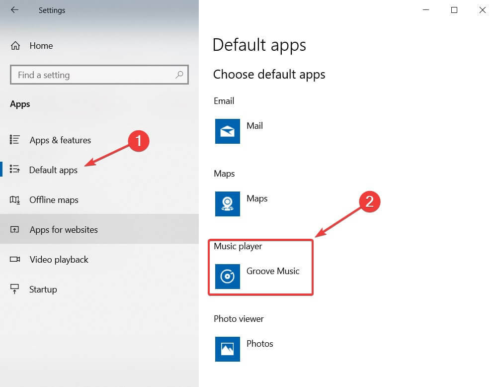Исправление ключа мультимедиа приложения Windows 10 по умолчанию