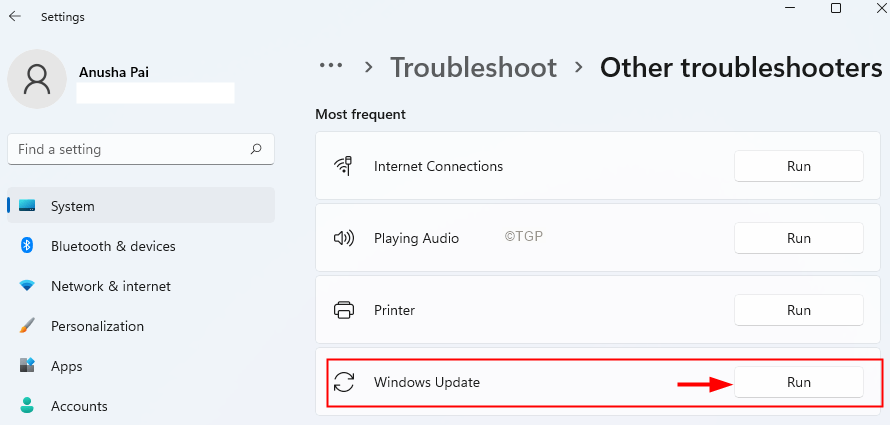 Suorita Windows Update Troubleshooter Min