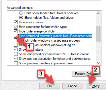 Opsi Folder Lihat Sembunyikan File Sistem Operasi yang Dilindungi Hapus centang Terapkan Ok