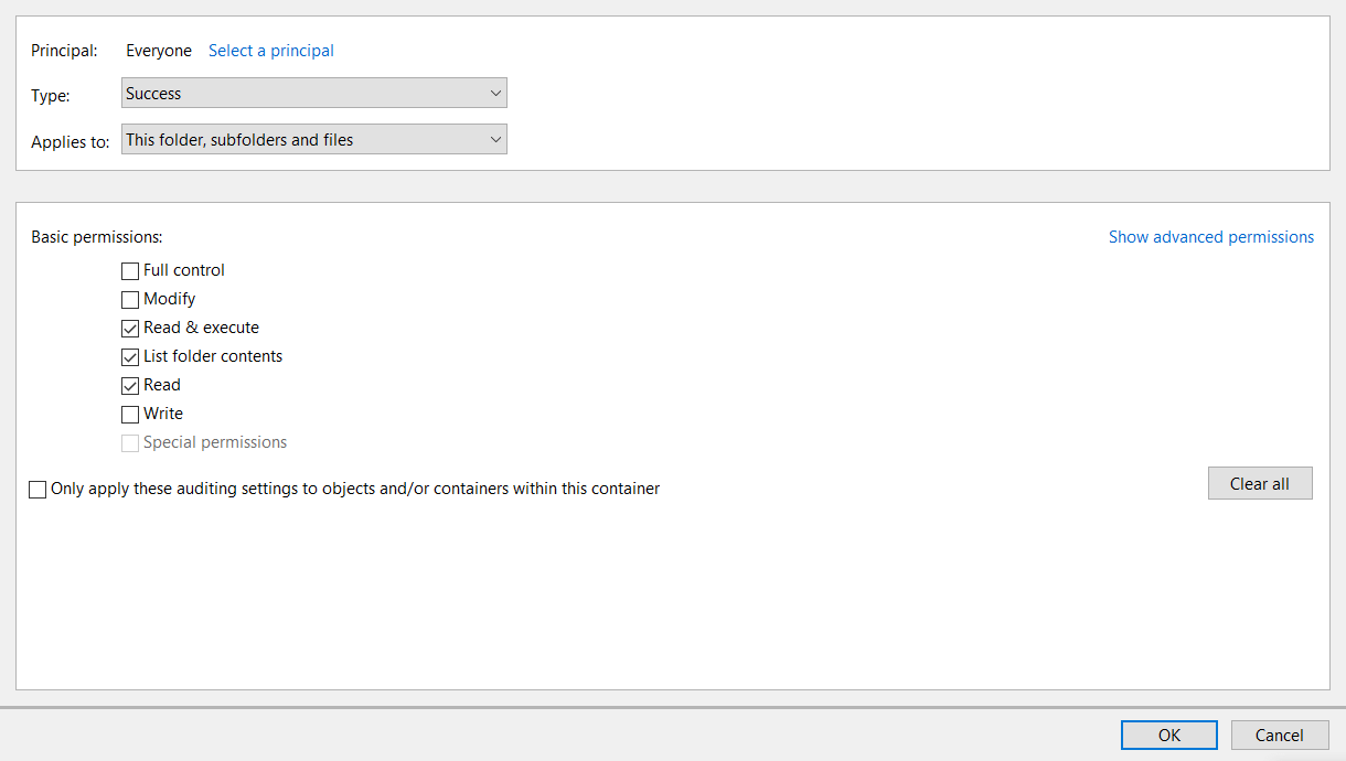 Caixas de seleção de permissões básicas Erro 0x80071771 no Windows 10