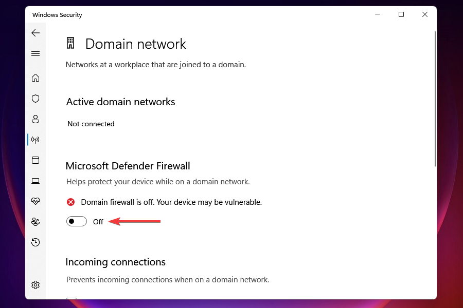 Nonaktifkan Microsoft Defender Firewall