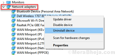 Odinstaluj adapter Wi-Fi Min