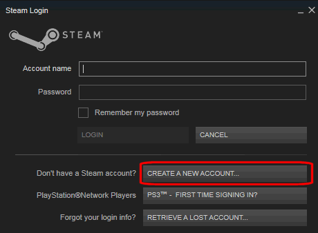 შექმენით Steam ანგარიში