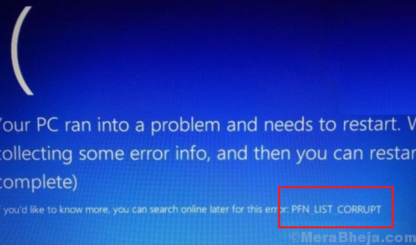 Pfn-Liste beschädigter Fehler unter Windows 10