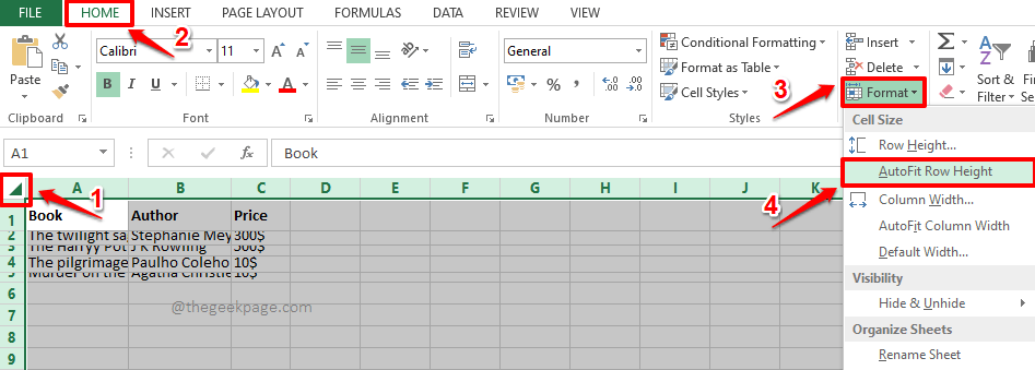 Kako samodejno prilagoditi vrstice in stolpce glede na velikost podatkov v Excelu