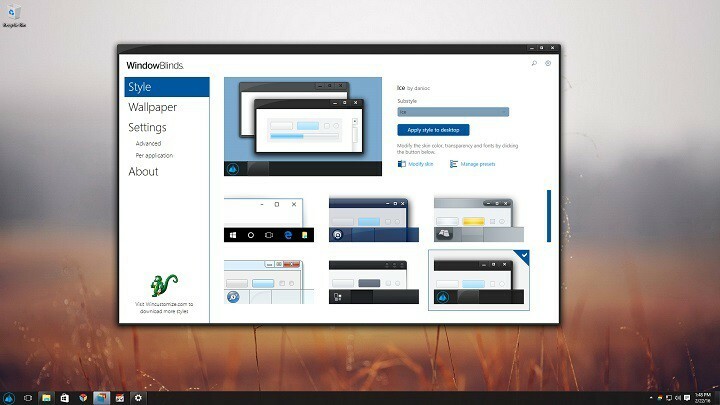 Mit WindowBlinds für Windows 10 Desktop können Sie die Taskleiste, Fensterrahmen und Steuerschaltflächen anpassen