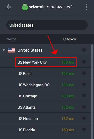 connettersi al server VPN degli Stati Uniti in PIA