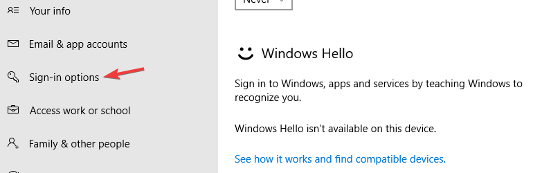 Windows Hello Учетные данные Windows не могут быть проверены