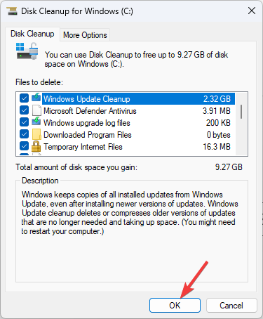 Limpeza de disco para Windows C