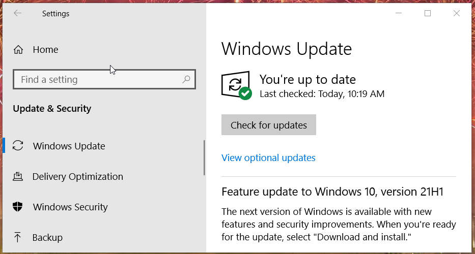 Windows Update -välilehden virhekoodi 0x887a0005