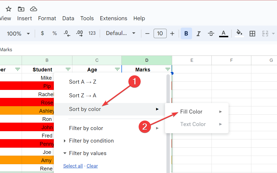 Comment trier les données Google Sheets par couleur