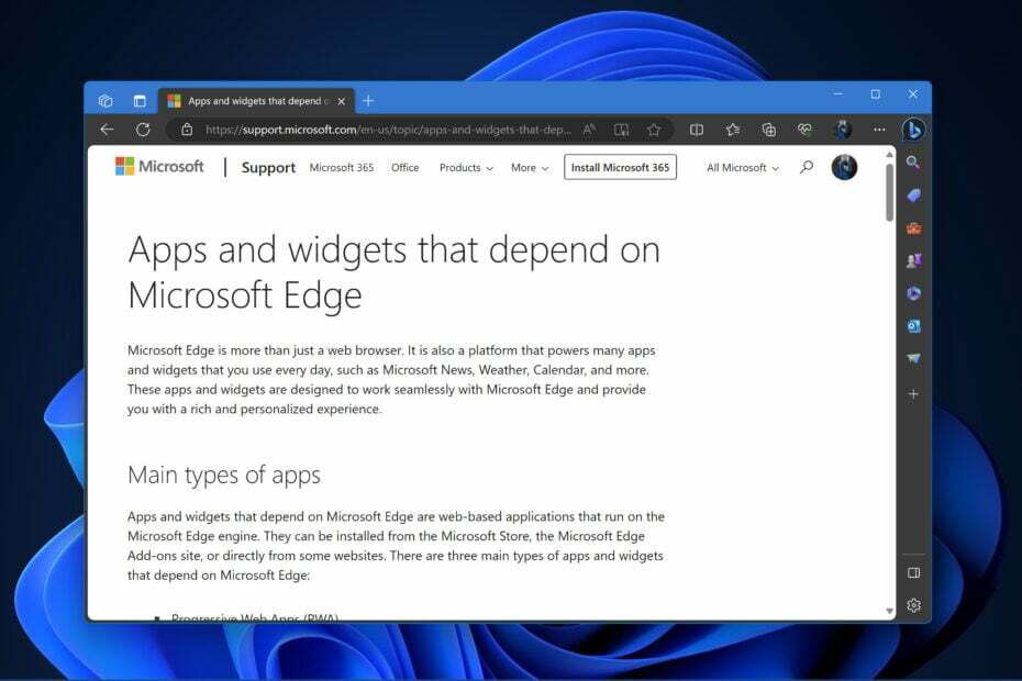la désinstallation de Microsoft Edge interrompt les applications et les widgets