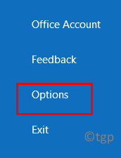 Mínimo de opções de arquivo do Outlook
