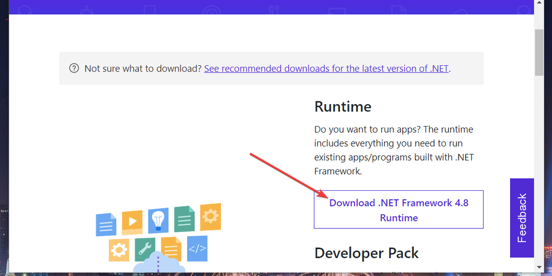 Lataa .NET Framework 4.8 Runtime -vaihtoehto 0x80070643 Windows 11