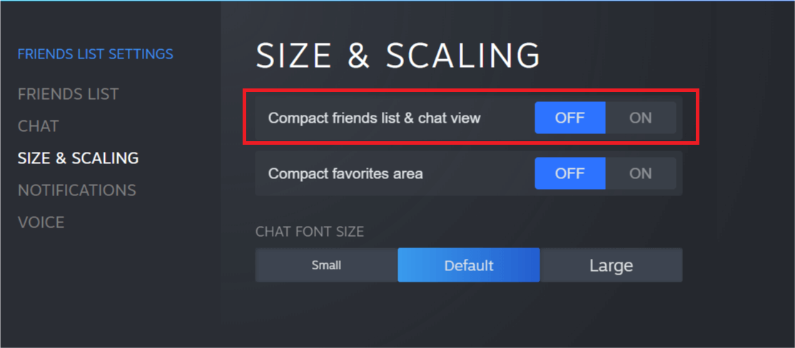 Steam - Dezactivați lista de prieteni compactă și vizualizarea chat