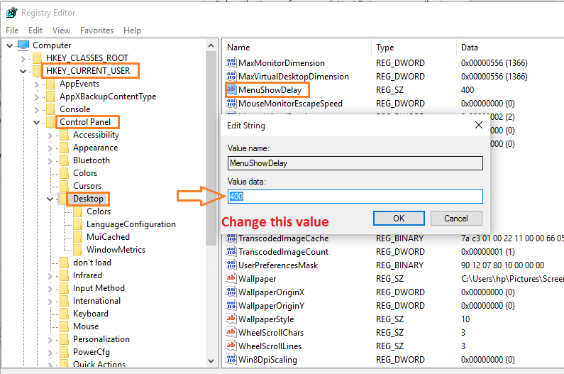 Como alterar o menu do Windows 10 Tempo de atraso de carregamento