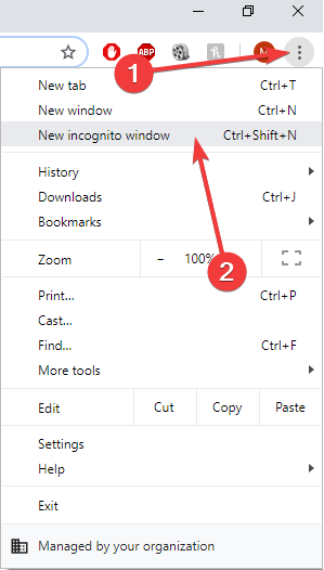 l'image de la fenêtre de navigation privée ne s'affiche pas dans Chrome