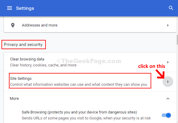 Configurações do Chrome, privacidade e segurança Configurações do site