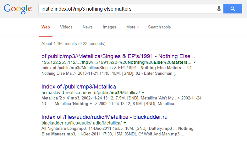 Jak przeszukiwać Google bezpośrednio w poszukiwaniu linków mp3?