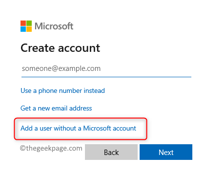 Conta da Microsoft Adicionar usuário sem conta da Microsoft Mínimo