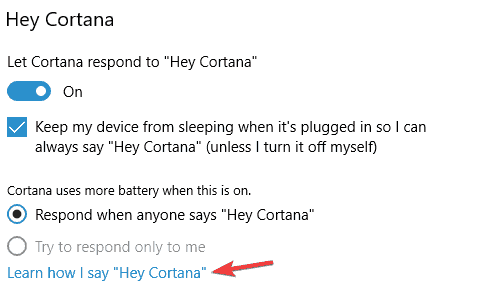 Хей Кортана не се включва