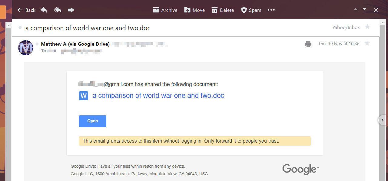 „Google“ disko el. Pašto priedas bendrina „Google“ disko aplanką su ne „Gmail“ vartotojais