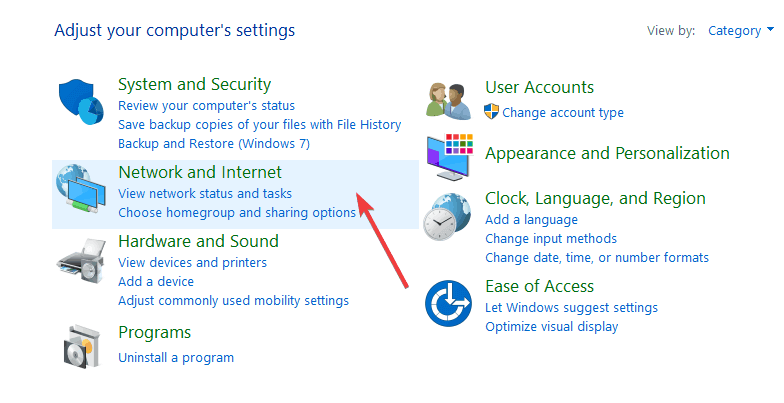 omrežne internetne nastavitve Windows 10
