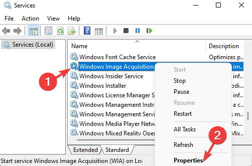 Buka properti Windows Image Acquisition (WIA)