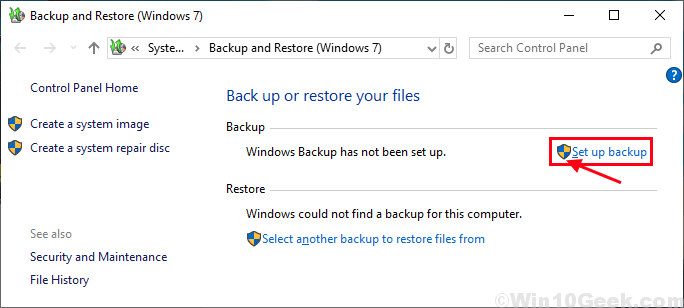 Configurar um backup