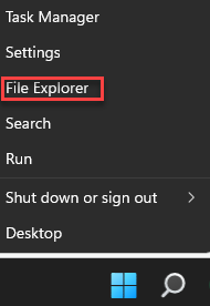 Start Højreklik på File Explorer